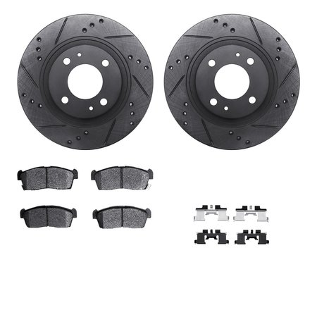 DYNAMIC FRICTION CO 8512-72079, Rotors-Drilled and Slotted-Black w/ 5000 Advanced Brake Pads incl. Hardware, Zinc Coated 8512-72079